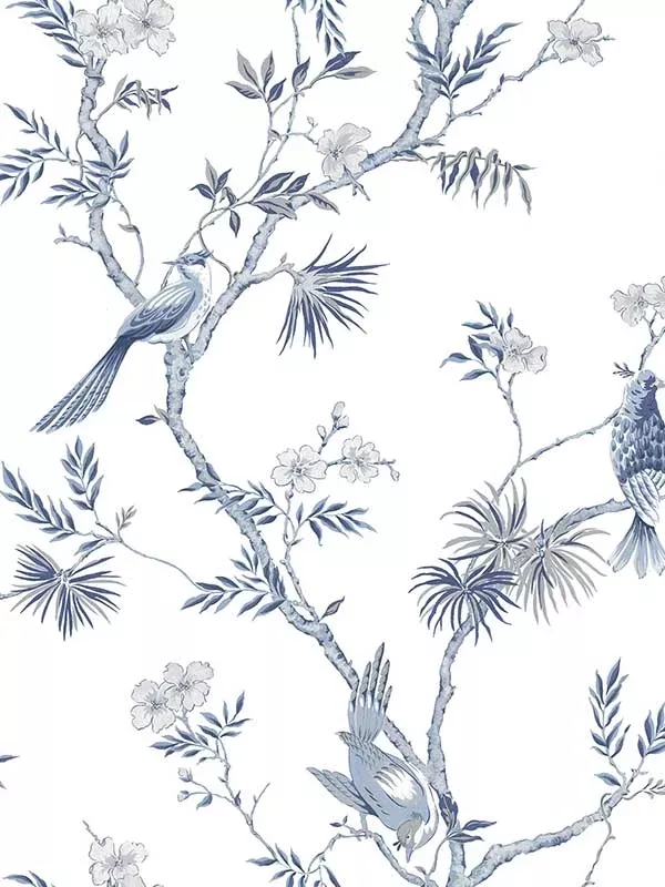Galerie G78489 Classic Bird Trail Blue White Wallpaper