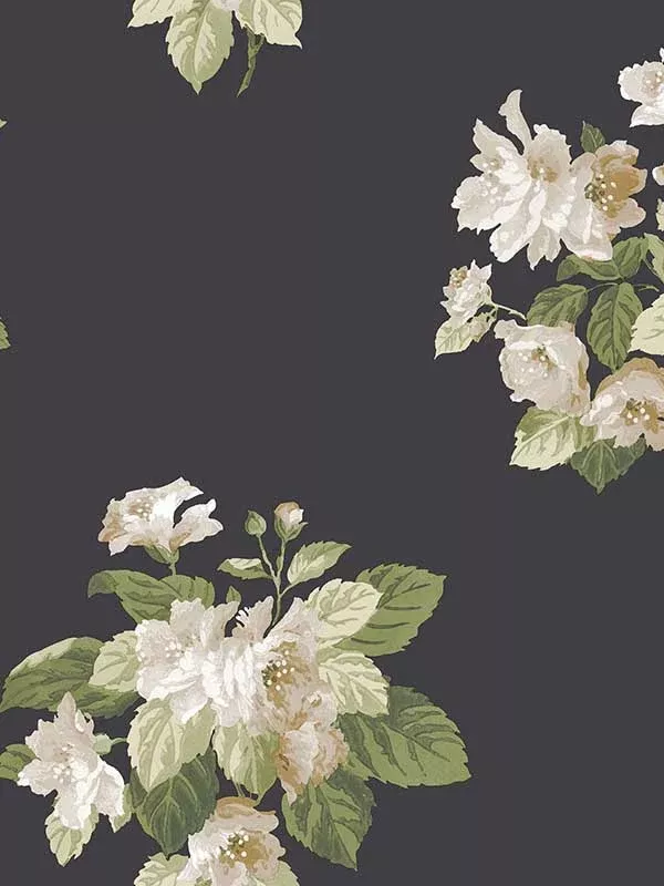 Galerie G78495 Classic Bouquet Black Green Taupe Wallpaper