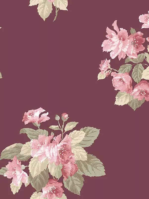 Galerie G78496 Classic Bouquet Cranberry Pink Green Wallpaper