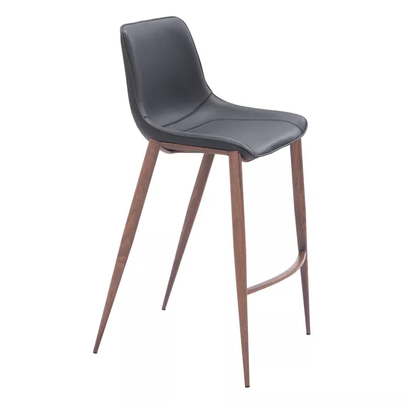 Zuo Magnus Barstool (Set Of 2) Black & Walnut